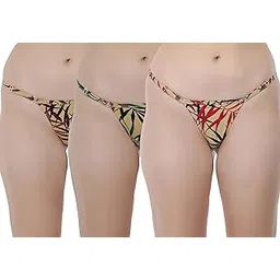 Selfcare Pack of 3 Womens Cotton Cute Print Thong Panties-picture-13