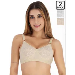 Selfcare 2 Pack Solid Self Design Net Non Padded Full Coverage Bra - SN3714-picture-31