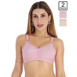 Selfcare 2 Pack Solid Self Design Net Non Padded Full Coverage Bra - SN3716-image-11