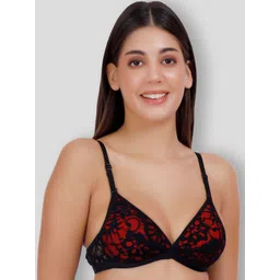 SELFCARE Net Embroided Half Coverage Lightly Padded Plunge Bra With All Day Comfort-image-36