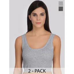 SELFCARE Pack Of 2 Cotton Breathable Crop Thermal Tops-picture-30