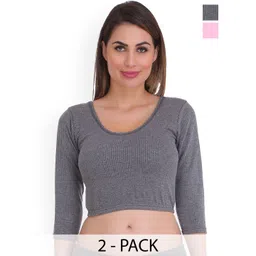 SELFCARE Pack of 2 Round Neck Thermal Crop Tops-picture-34