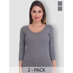 SELFCARE Pack Of 2 Round Neck Thermal Tops-picture-35