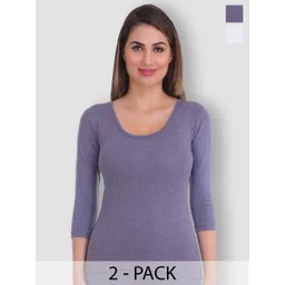 SELFCARE Pack Of 2 Round Neck Thermal Tops-picture-36