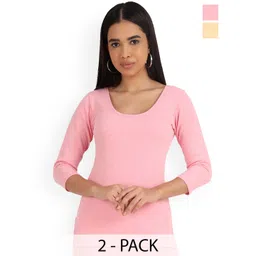 SELFCARE Pack Of 2 Round Neck Three Quarter Sleeves Thermal Tops-picture-14
