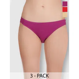 Selfcare Pack of 3 Low Rise Cotton Lycra Solid Panties Bikini Briefs Set - SN2450-picture-23