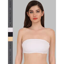 SELFCARE Pack Of 3 Seamless Non Padded Bandeau Rapid-Dry Cotton Bra With Full Coverage-picture-39