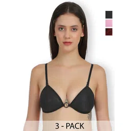 SELFCARE Pack Of 3 Self Design Lightly Padded Plunge Bras With All Day Comfort-picture-38