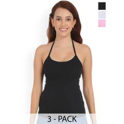 SELFCARE Pack Of 3 Solid Cotton Camisoles-picture-16