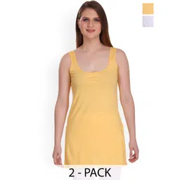 SELFCARE Solid Long Pack of 2 Sleeveless Camisoles-picture-10