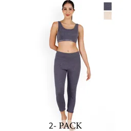SELFCARE Women Pack Of 2 Striped Thermal Sets-picture-31