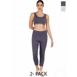 SELFCARE Women Pack Of 2 Striped Thermal Sets-picture-32