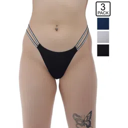 Selfcare Women Pack of 3 Solid Soft Lycra Blend Mid-Rise Thong-picture-20