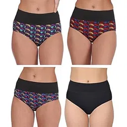 selfcare Womens 100% Pure Soft Cotton Sinker Tummy Control/Tummy Tucker Hipsters Panties with Soft High Waist Elastic Band -Pack of 4-picture-47