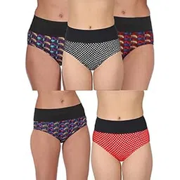 selfcare Womens 100% Pure Soft Cotton Sinker Tummy Control/Tummy Tucker Hipsters Panties with Soft High Waist Elastic Band -Pack of 5-picture-10