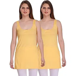 selfcare Women's Cotton Blend Solid Regular Long Camisole's (Pack of 2) (Multicolor)-picture-50