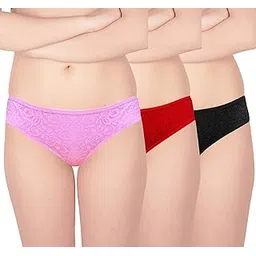 selfcare Women's Mid-Rise Net Self Design Panties Bikini Briefs Set (Pack of 4)-picture-25