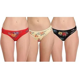 selfcare Women's Mid-Rise Net Self Design Printed Panties Bikini Briefs Set (Pack of 3)-picture-23