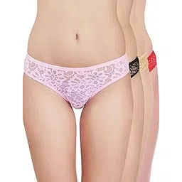 Women's Mid-Rise Net Self Design Panties Bikini Briefs Set (Pack of 4)-image-24