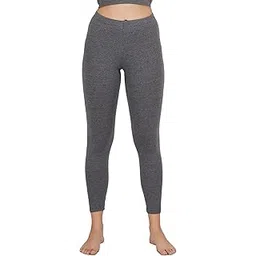 Womens Solid Poly Cotton Lycra Thermal Pyjama-image-3