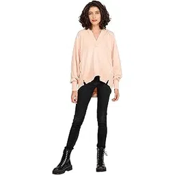 selfys Women's Cotton Polyester Terry Oversized Hoodie, Full Sleeves Loose Fit Sweatshirt for Winters, V Neck Hoddies for Womens, Regular Fit Witner Wear Warm Top for Girls-picture-46