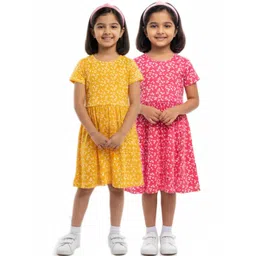 SELINI Girls Pack Of 2 Floral Printed Pure Cotton A-Line Dress-picture-45