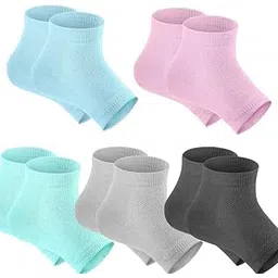 selizo 5 Pairs Moisturizing Gel Heel Socks Open Toe Socks For Dry Hard Cracked Heels, 5 Colors, Assorted-picture-53