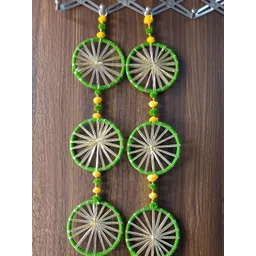 Sellplus 2 Pcs Green & Yellow Gota Circle Bangle Toran-picture-10