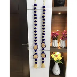 Sellplus 2-Pcs Navyblue & Yellow Textured Pompom Wall Hangings-picture-30