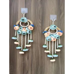 Sellplus 2-Pcs Pink & Blue Lace Bangle Peony Floral Hangings-picture-22