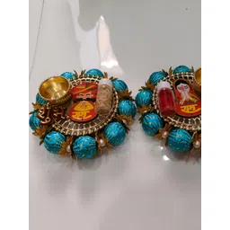 Sellplus 2-Pcs Red & Blue Roli Chawal Plates-picture-28