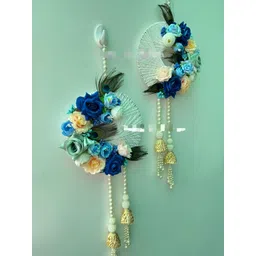 Sellplus 2Pcs Blue & Yellow Textured Macrame With Floral Hanging Torans-picture-36