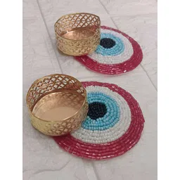 Sellplus 2Pcs Pink & Beige Textured Evil Eye T-Light Candle Holders-picture-32