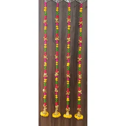 Sellplus 4 Pcs Red & Yellow Pompom With Bell Hanging-picture-33