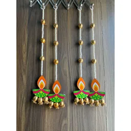 Sellplus 4-Pcs White & Green Wall Hanging Toran Festive Hanging-picture-11