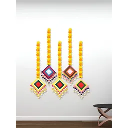 Sellplus 5 Pcs Yellow & Orange Kite With Genda Hanging-picture-25