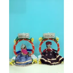 Sellplus Red & Yellow 2 Pieces Chudi With Puppet Candle Holders-picture-23