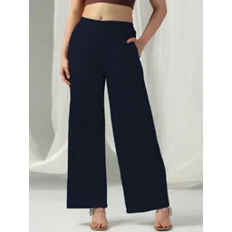 Selvia Edge Women Solid Relaxed Regular Fit Mid-Rise Trousers-picture-32