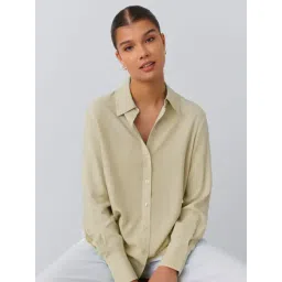SELVIA Beige Regular Fit Shirt-image-2