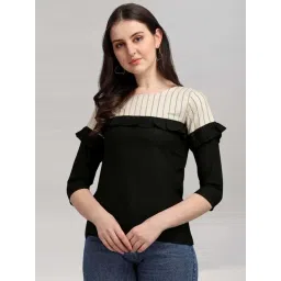 SELVIA Black & Beige Printed Top-image-6