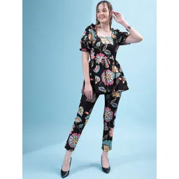 Selvia Floral Printed Square Neck Top With Trousers-picture-39