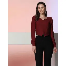 SELVIA Maroon Regular Fit Top-image-7