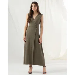 selvia Women A-line Brown Ankle Length Dress-picture-13
