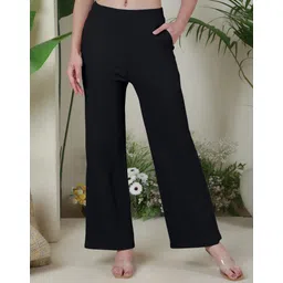 selvia Women Relaxed Black Lycra Blend Trousers-picture-34
