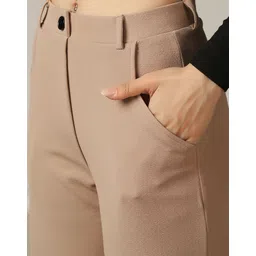 selvia Women Relaxed Brown Lycra Blend Trousers image 4