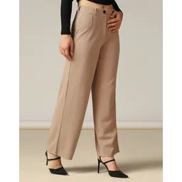 selvia Women Relaxed Brown Lycra Blend Trousers image 5