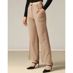 selvia Women Relaxed Brown Lycra Blend Trousers image 3