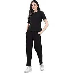 Selvia Women's Lycra Solid Co-Ords Set| Top and Trouser Set|Casual Co-Ords Set |Two Piece Co-Ord Set|Top & Pant Set-picture-12