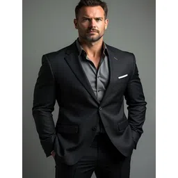 Selvis Single-Breasted Notched Lapel Collar Cotton Blazer-picture-25