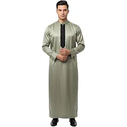 sem kurta Men’s Jubba with Gold Stripe Design Elegant Islamic Jubba Long Sleeve Traditional Dress for Eid, Prayer & Special Occasions-picture-52